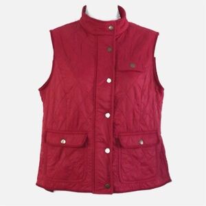 Talbots Light Weight Quilted Fleece Lined Vest Snap and Zip Front Adjustable
